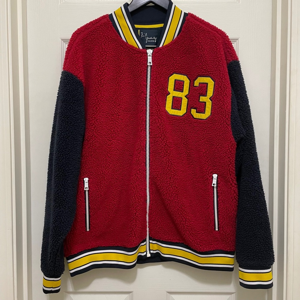 Nautica Sailing Team Fleece Bomber Jacket Lil Yachty Collection Red Sherpa Large